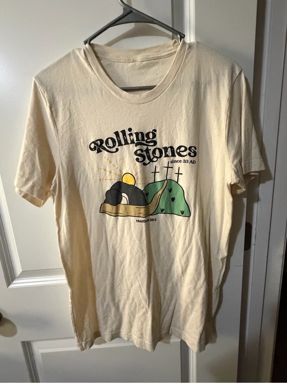 Rolling Stones Graphic T-Shirt in Cream with Yellow & Green Print